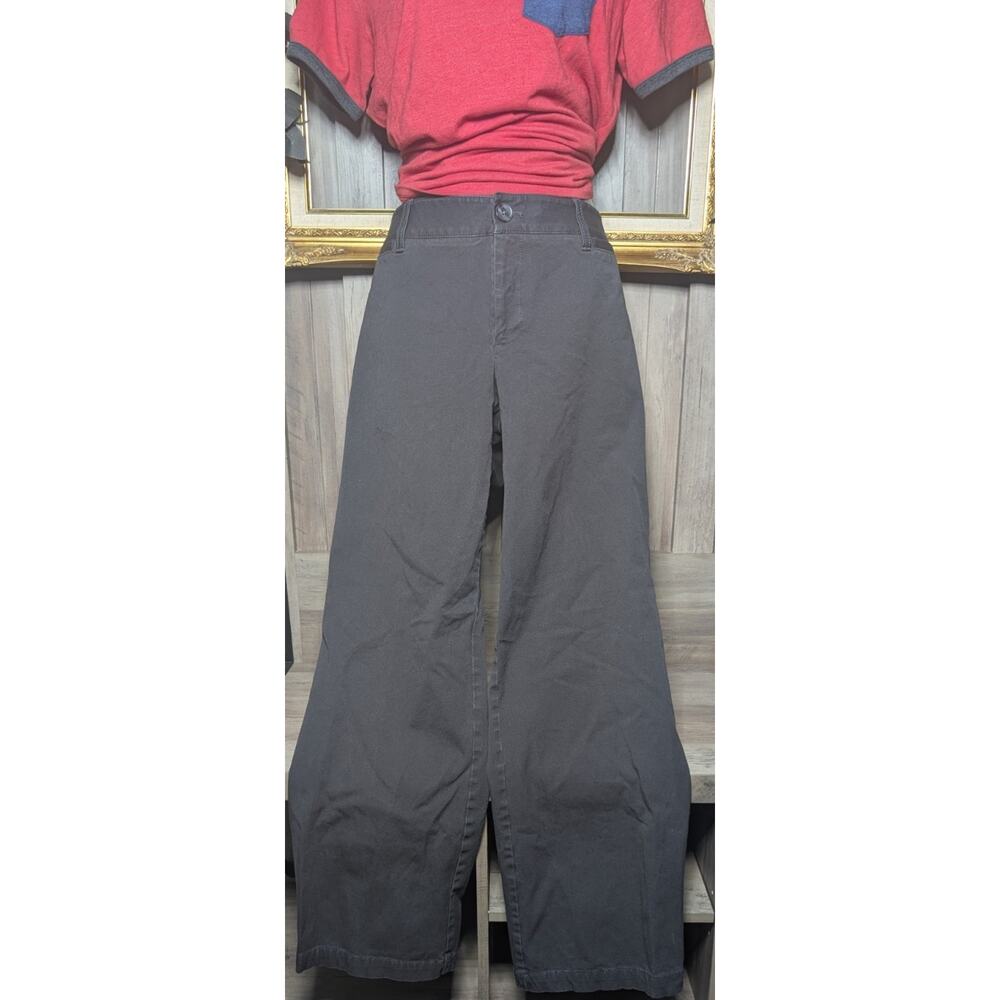 Eddie Bauer Women's Gray Slightly Curvy Wide-Leg Pants Button Zip Size 12